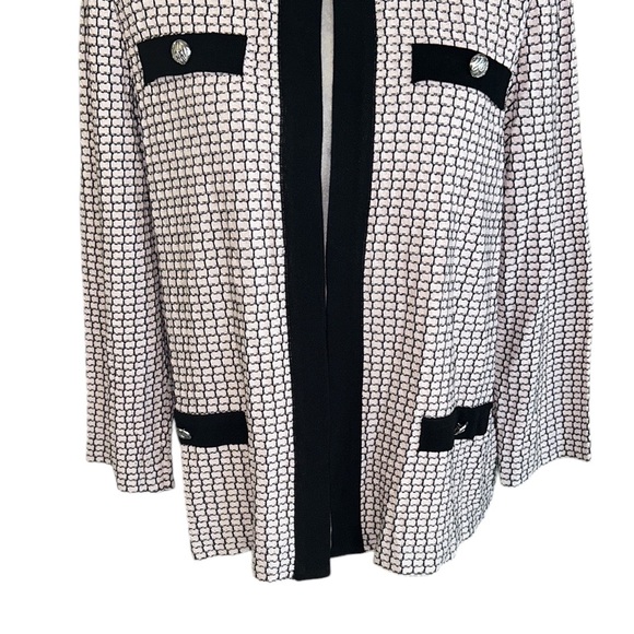 Ming Wang Blush Pink & Black Silver Button Knit Blazer Cardigan - M - Picture 3 of 13